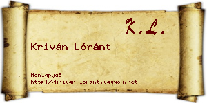 Kriván Lóránt névjegykártya